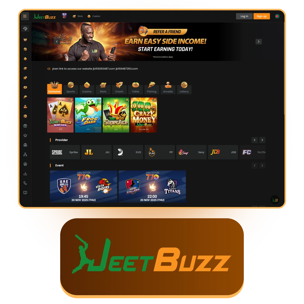 Enjoy betting on sports and slot games at JeetBuzz casino.