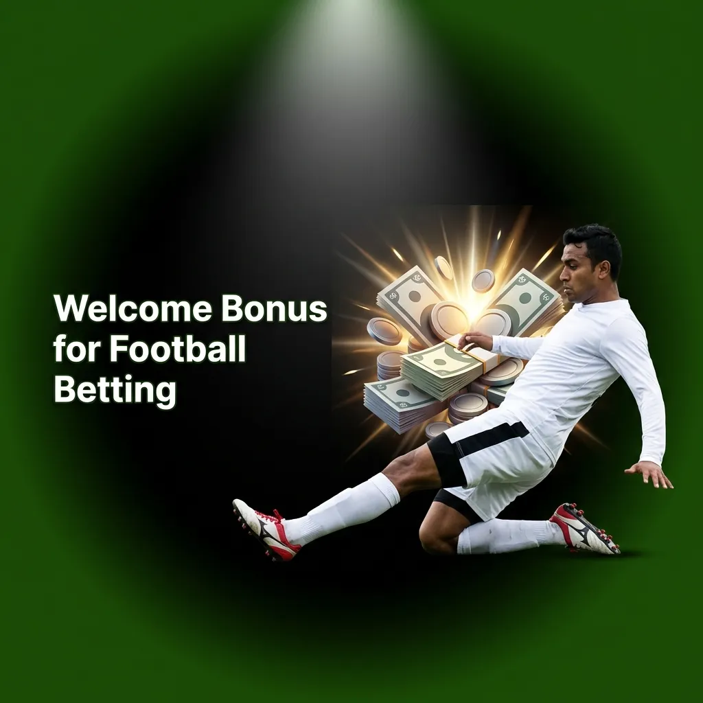 Football betting welcome bonus showing 50% sports refund offer up to 5,000 BDT for new players' first bet
